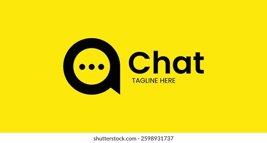 simple and minimalist chat logo design. a logo with a combination of the letter a and a message bubble