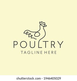 Einfache minimalistische Hühnerlogo Geflügel-Zuchtlinie Skizze Design Vektorgrafik