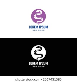 Simple Minimalist Circle Boa Cobra Anaconda Black Mamba Serpent Snake Logo Design Vector