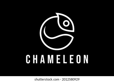 Sencilla circunferencia minimalista Cabeza de camaleón para el vector de diseño del logotipo de ropa de moda