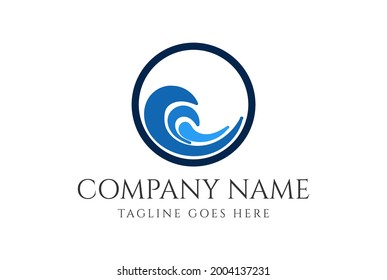 Simple onda circular minimalista para el vector de diseño del logotipo del club deportivo de surf