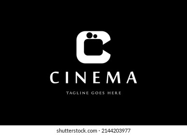 Simple Minimalist Clever Initial Letter C with Video Camera for Cinema Movie Production Logo Design Vector