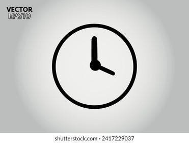 Simple Minimalist Clock Symbol Icon. Vector Image.