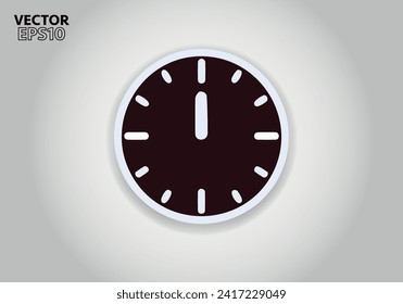 Simple Minimalist Clock Symbol Icon. Vector Image.