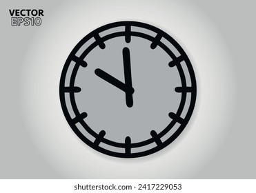 Simple Minimalist Clock Symbol Icon. Vector Image.
