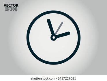 Simple Minimalist Clock Symbol Icon. Vector Image.