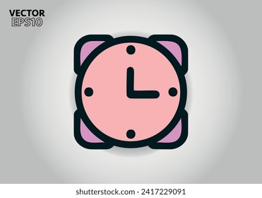 Simple Minimalist Clock Symbol Icon. Vector Image.