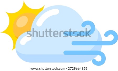 Simple and minimalist cloudy and windy weather icon vector