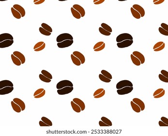 Simples e minimalista café padrão sem costura. Fundo padrão de grãos de café. Papel de parede de grãos de café. 

