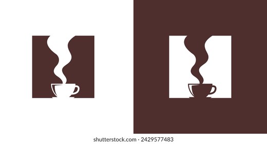 Simple minimalist coffee shop logo design vector template on isolated background