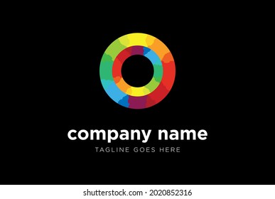 Simple Minimalist Colorful Geometric Polygonal Circle Logo Design Vector