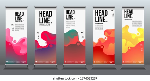 Banner de acumulación simple y minimalista de líquidos y fluidos coloridos para empresas
