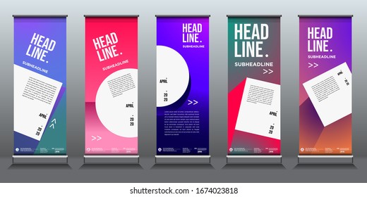 Simple and minimalist colourful geometric roll up banner for business

