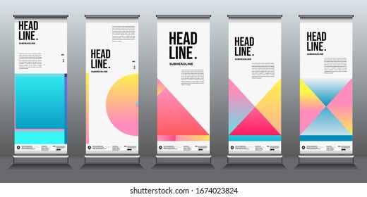 Simple Minimalist Colourful Geometric Roll Banner Stock Vector (Royalty ...