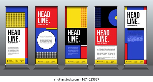 Simple and minimalist colourful geometric roll up banner for business
