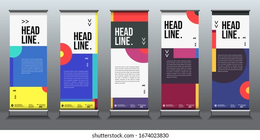 Simple and minimalist colourful geometric roll up banner for business
