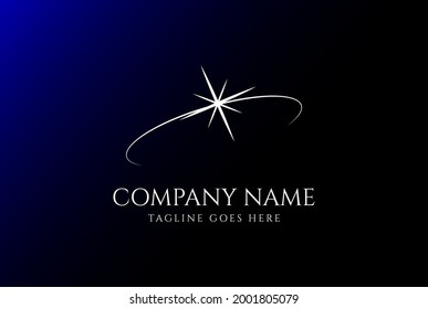 Simple Minimalist Comet Light Lunar Line Logo Design Vector