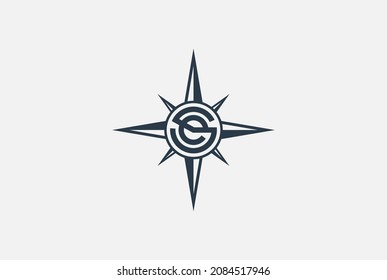 Simple Minimalist Compass Arrow for Navigation Adventure Logo Design Vector