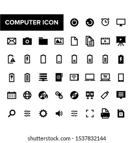 Simple minimalist computer icon. Computer device technology notification icon. Professional technology sign graphic element.