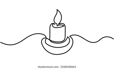 Simple and minimalist continuous line drawing of Candle icon. Sun continuous line icon vector illustration