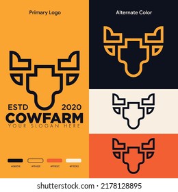 simple minimalist cow head logo design