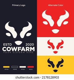 simple minimalist cow head logo design