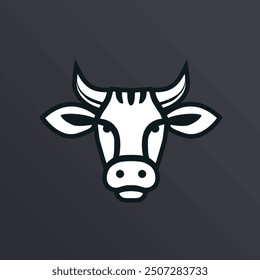 simple minimalist cow head vector on dark background