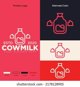 simple minimalist cow milk logo design