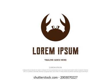 Simple Minimalist Crab Shrimp Prawn Lobster Claw Seafood Restaurant Logo Design Vector