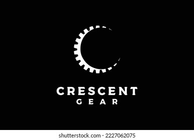 Einfache Minimalistische Crescent Moon Gear Cog Driving for Night Industry Logo