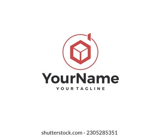 Simple and minimalist cube or box delivery based logo design for shipment, delivery, and moving item industry.