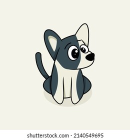 Dibujo minimalista simple de dibujos de dibujos animados de perros lindos Premium Vector