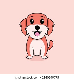 Dibujo minimalista simple de dibujos de dibujos animados de perros lindos Premium Vector