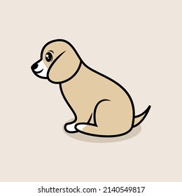 Dibujo minimalista simple de dibujos de dibujos animados de perros lindos Premium Vector