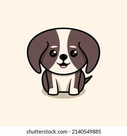 Dibujo minimalista simple de dibujos de dibujos animados de perros lindos Premium Vector