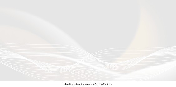 A simple and minimalist design background with white curves running across a light grey background area. These lines create a sense of movement and airiness.