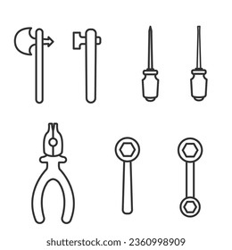 simple minimalist design, bundle set of handyman equipment icons