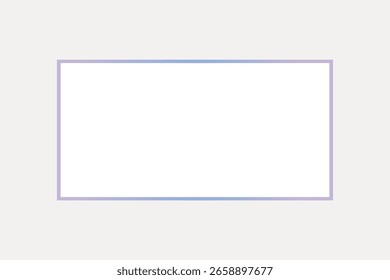 Un diseño sencillo y minimalista con un rectángulo blanco en blanco con un sutil borde púrpura. El rectángulo se centra en un fondo gris claro, creando un aspecto limpio y moderno. Vector de marco.