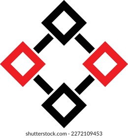 Einfache und minimalistische diagonale Schwarz-Rot-Abstrakte-Rectangle-Kreuzsymbol-Design oder Symbol für Vorlage, Poster, Broschüre auch Hintergrund.