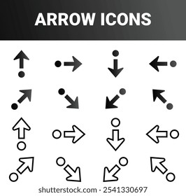 Simple minimalist directional navigation arrow sign mark icons set design vector