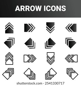 Simple minimalist directional navigation arrow sign mark icons set design vector