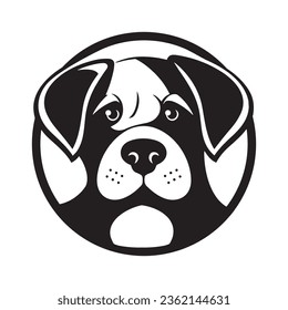 Sencilla y minimalista Cabeza de perro símbolo de logotipo redondeado plantilla vectorial