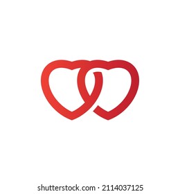 simple and minimalist double heart line logo design