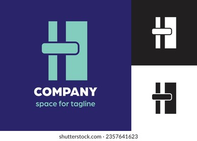 Simple minimalist double meaning logo of door knob and letter H symbol for business and company