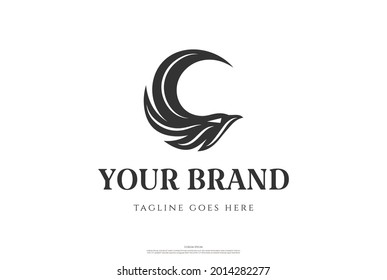 Simple Minimalist Eagle Falcon Hawk Head Logo Design Vector