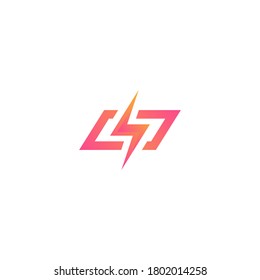 Simple and minimalist electric flash logo on tilted square