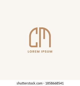 Simple, minimalist, and elegan geometric letter CM monogram logo with rounded style