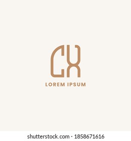 Simple, minimalist, and elegan geometric letter CX monogram logo with rounded style
