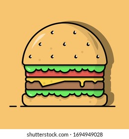 Simple, Minimalist and Elegance Flat Design Hamburger Vector