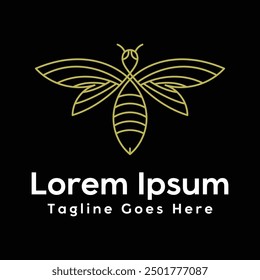 Simple Minimalist Elegant Golden Insect Honey Bee Line Outline Style Icon Symbol Illustration Design Vector